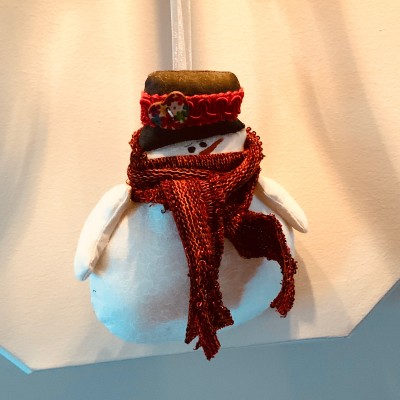 Ornement de Noël - bonhomme de neige foulard rouge
